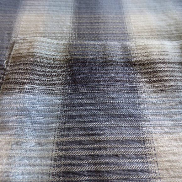 VAN HEUSEN MENS BLUE WHITE CHECKERED PATTERN PRINT SHIRT (PRE-OWNED) LARGE - Picture 4 of 7